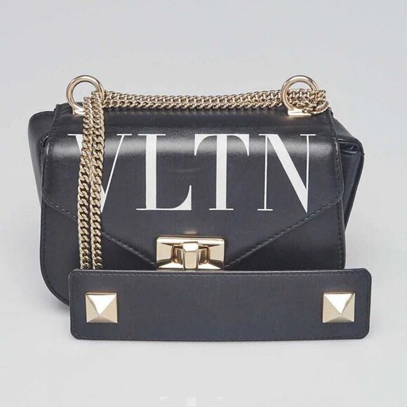 Valentino Black VLTN Crossbody Wallet on Chain Bag - Picture 1 of 11